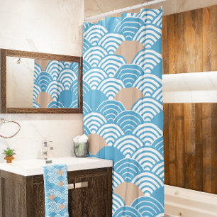 Cortina Para Box Ondas Modernas Japonesas Seigaiha & Sol Nascente