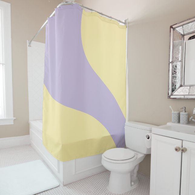 Cortina Para Box Ondas Simples em Pastel Amarelo e Roxo (In Situ)