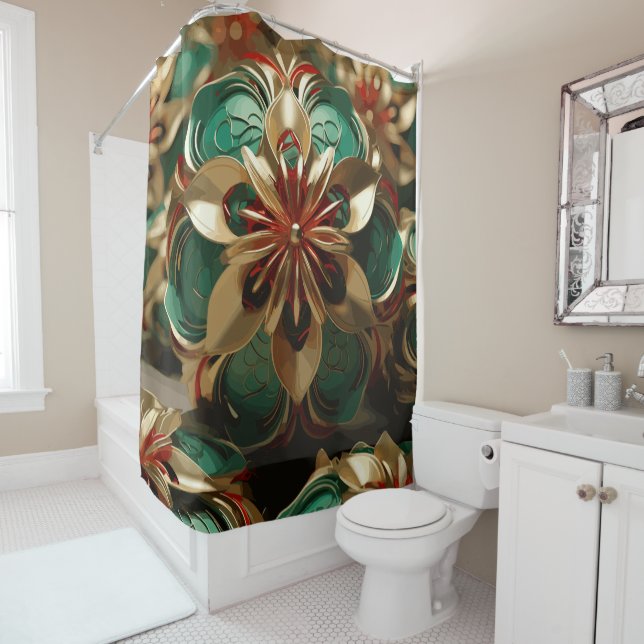 Cortina Para Box Opulência de Yuletide: Segmentos de Ouro do Natal (In Situ)