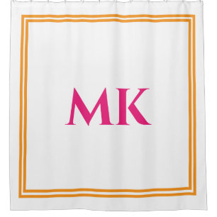 Cortina Para Box Orange Hot Pink White Monogramas Nome Na moda Deco