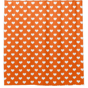 Cortina Para Box Orange White Love Heart Pattern Design