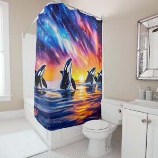 Cortina Para Box Orcas Sob Galaxy Sky 02 Design por Rich AMeN