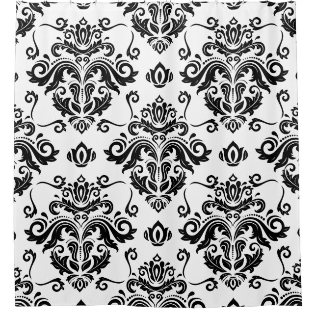 Cortina Para Box Oriental Black & White: Textura clássica (Frente)