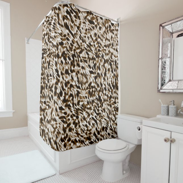 Cortina Para Box Orifícios castanhos em movimento, escuros e esbran (In Situ)