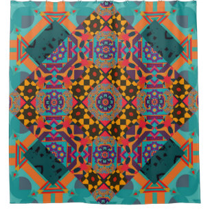 Cortina Para Box Ornamentado Oriental: Decor Verde de Luxo.