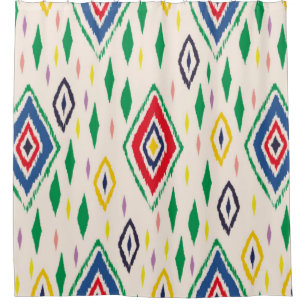 Cortina Para Box Ornamento geométrico do folclore de Ikat com diama