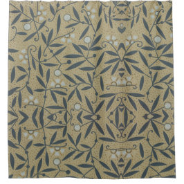 Cortina Para Box Ornate floral pattern with dark blue vines 
