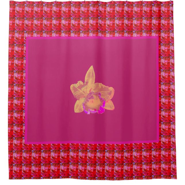 Cortina Para Box Orquídea Amarela e magenta imensa em vermelho (Frente)