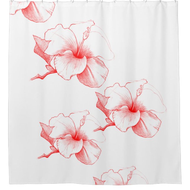 Cortina Para Box Os hibiscus esboçam (o branco) (Frente)