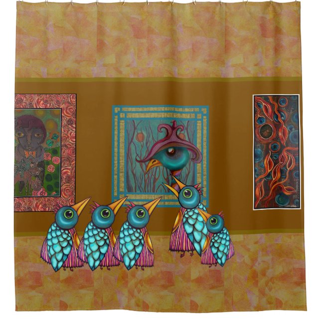 Cortina Para Box Os Pássaros na Galeria (Frente)