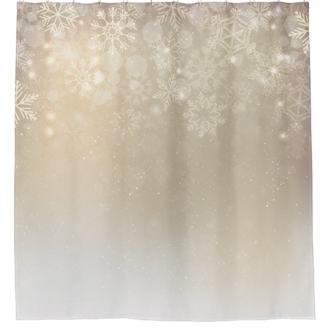 Cortina Para Box Ouro Beige Snowflake Winter  (Frente)