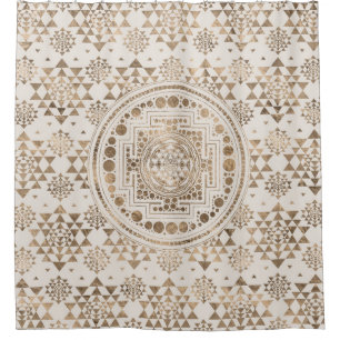 Cortina Para Box Ouro do Pastel de Sri Yantra/Sri Chakra