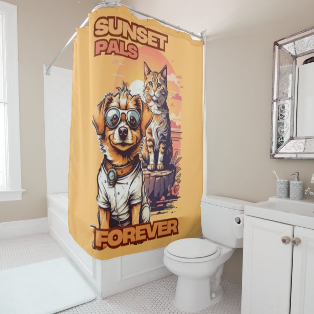 Cortina Para Box Ouro Hour Cartoon Pets Design (In Situ)