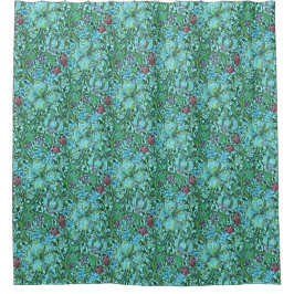 Cortina Para Box Ouro Lily Vintage Floral Flores Azul Cor-de-rosa V