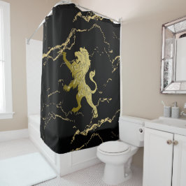 Cortina Para Box Ouro Royal Lion Black Marble