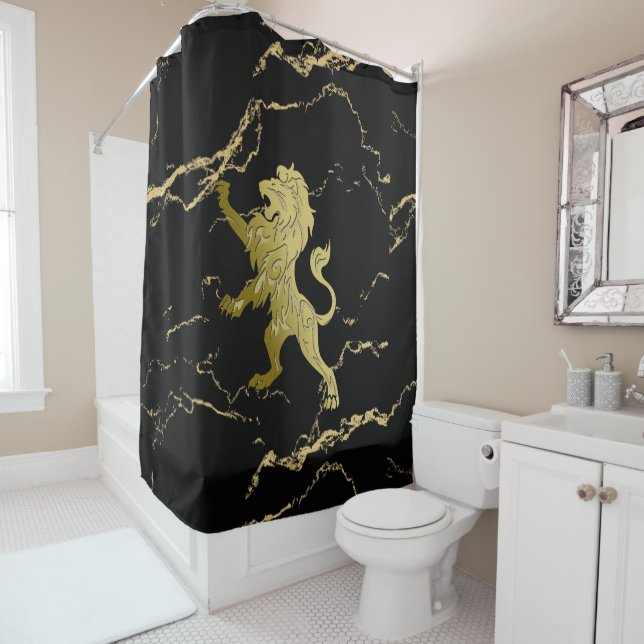 Cortina Para Box Ouro Royal Lion Black Marble (In Situ)