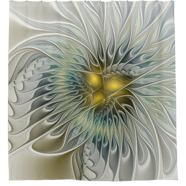 Cortina Para Box Ouro Silver Flower Fantasy abstrato de Arte Fracta (Frente)