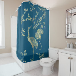 Cortina Para Box Ouros gruas Arte, fundo azul