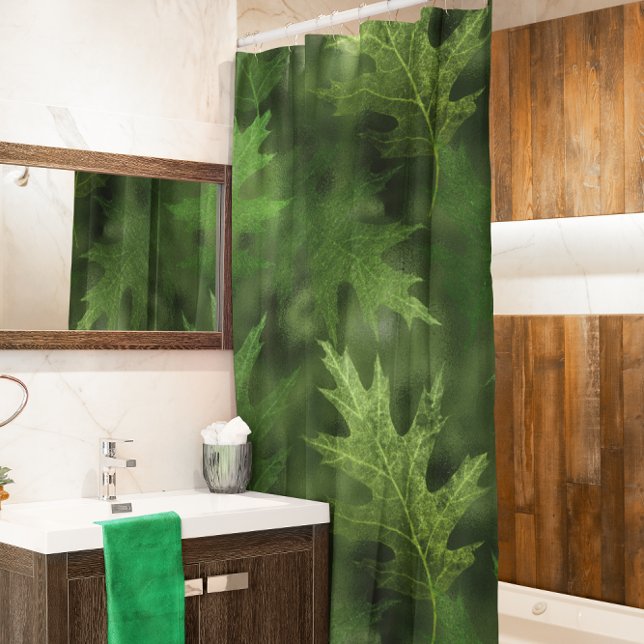 Cortina Para Box Outono Inverno Folhas Caídas Folhas Verdes Brilho  (Criador carregado)