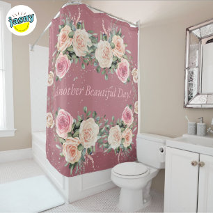 Cortina Para Box Outro Belo Dia de Rosas de Aquarela Floral