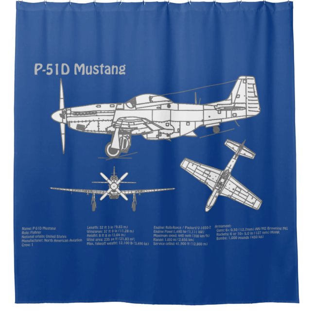 Cortina Para Box P-51D Mustang - Airplane Blueprint ABD (Frente)