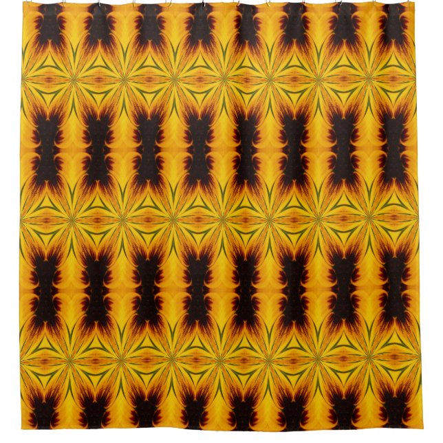 Cortina Para Box Padrão abstrato Amarelo E Marrom (Frente)