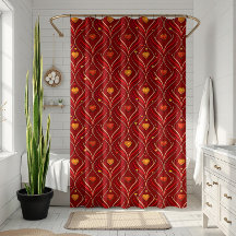 Padrão Abstrato Art Déco Vermelho Dourado de Luxo