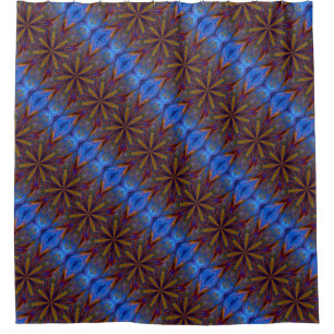 Cortina Para Box Padrão Abstrato Azul E Dourado Colorido