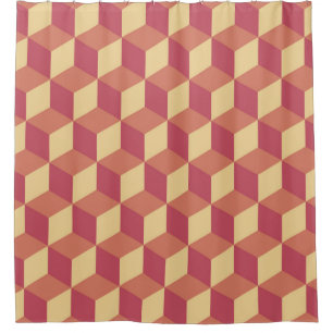 Cortina Para Box Padrão abstrato Orange Red Cube