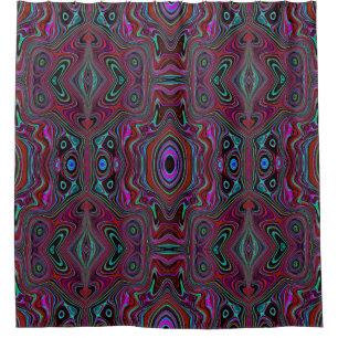 Cortina Para Box Padrão Abstrato Trippy Verde Espuma do Mar e Magen