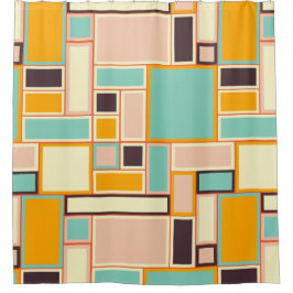 Cortina Para Box Padrão abstrato vibrante com retângulos