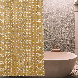 Cortina Para Box Padrão Africano da Lama Marrom moderna