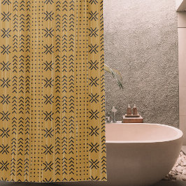 Cortina Para Box Padrão Africano de Mudcloth Castanho Moderno