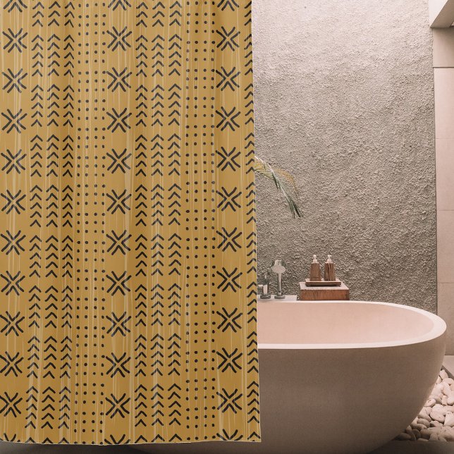 Cortina Para Box Padrão Africano de Mudcloth Castanho Moderno (Criador carregado)