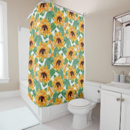 Cortina Para Box Padrão Amarelo e Verde bonito dos Girassóis