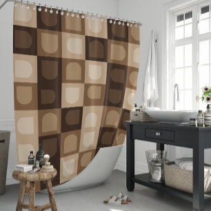 Cortina Para Box Padrão Asteca Marrom Modern Boho Geométrico