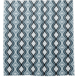 Cortina Para Box Padrão Azul ondulado elegante