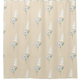 Cortina Para Box Padrão Botânico Boêmico Floral Beige