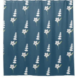 Cortina Para Box Padrão Botânico Floral Boêmico do marinho