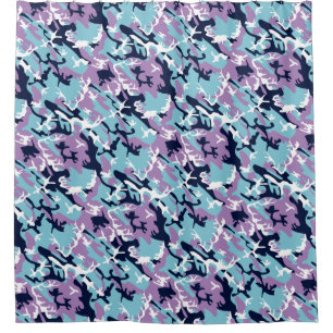 Cortina Para Box Padrão Camo - Marinho azul roxo branco