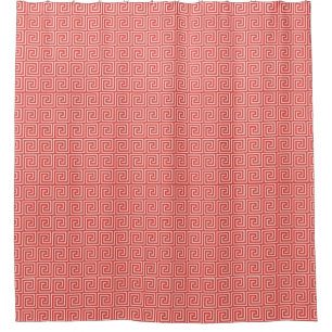 Cortina Para Box Padrão-chave grego, tons de rosa-coral
