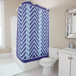 Cortina Para Box Padrão Chevron Azul