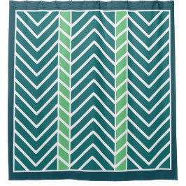 Cortina Para Box Padrão Chevron Azul-Verde