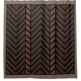 Cortina Para Box Padrão Chevron Marrom