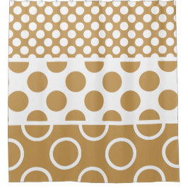 Cortina Para Box Padrão Circular Castanho e Branco Moderno