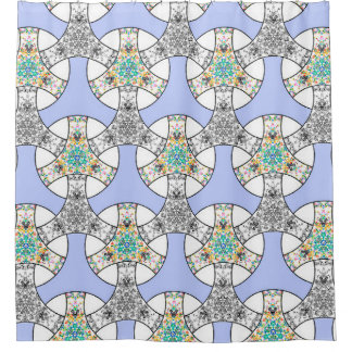 Cortina Para Box Padrão colorido de faixas entrelaçadas de mosaico