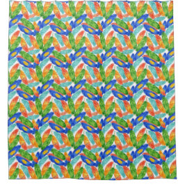 Cortina Para Box Padrão Colorido de Penas — Aquarela Sem Costura