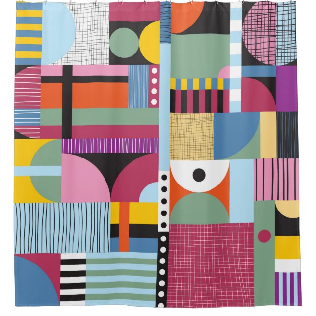 Cortina Para Box Padrão colorido escandinavo (Frente)