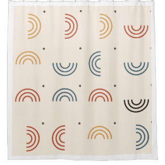 Cortina Para Box Padrão contínuo de Arcos Arco-íris Boho