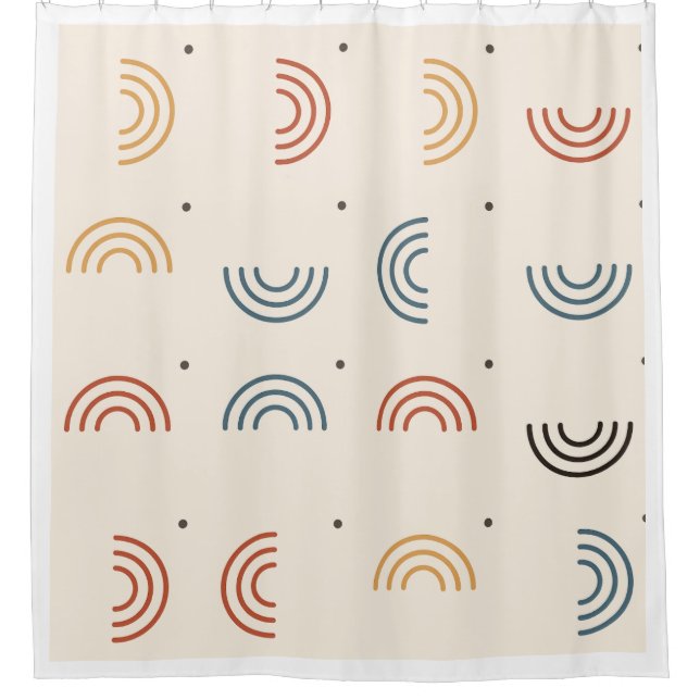 Cortina Para Box Padrão contínuo de Arcos Arco-íris Boho (Frente)
